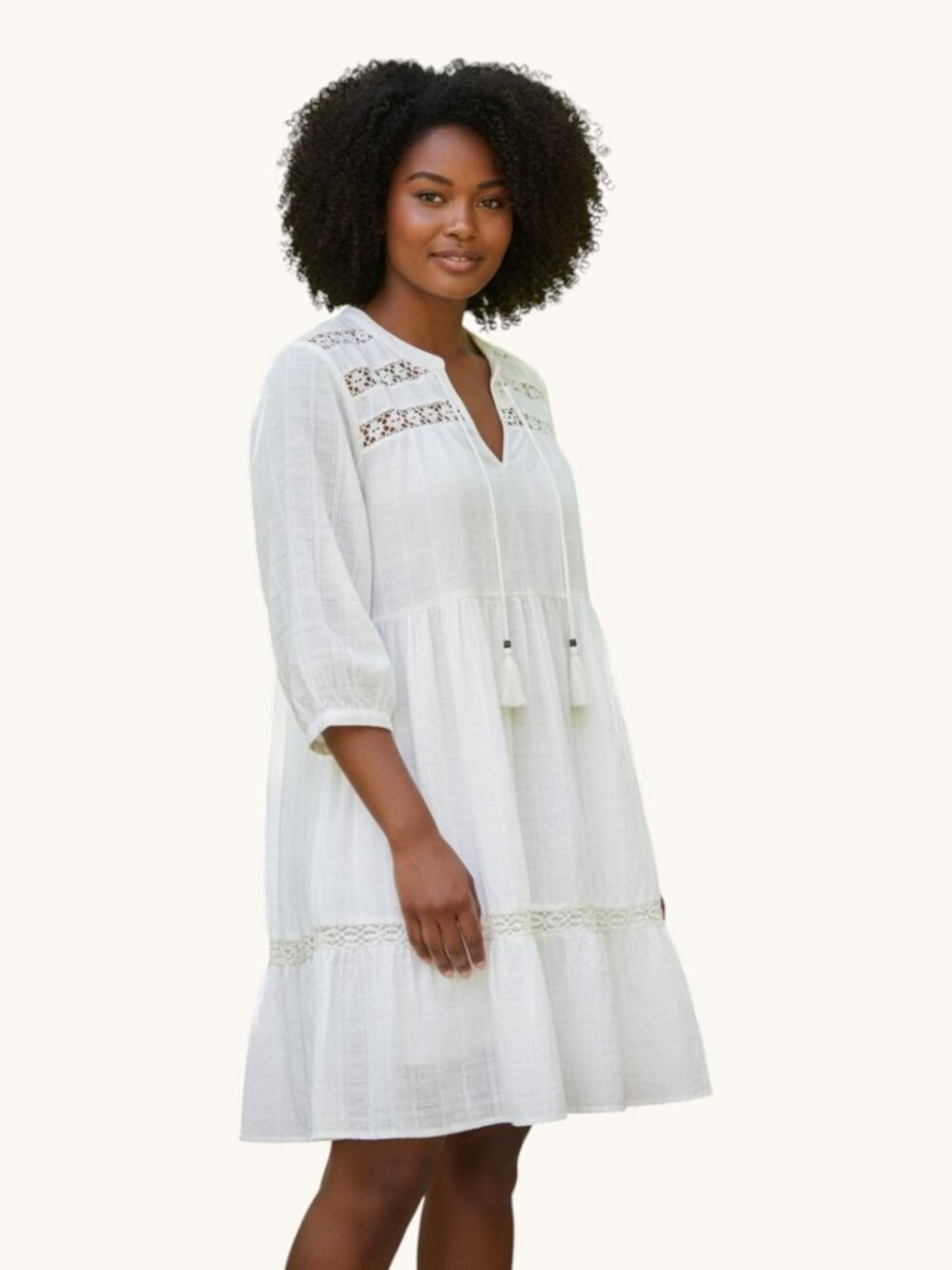 Knox Rose Women’s White‎ Boho Blouse Sz 2x
